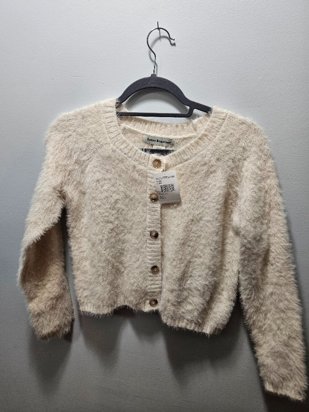Cotton Emporium Super Soft Fuzzy Ivory Eyelash Crop Cozy Sweater Sz XS or Large